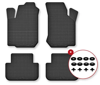 Image de Tapis de sol en caoutchouc pour Ford Focus MK1 (przed liftem) 1998-2001 (hayon/berline/break) – 4 pièces, noirs, semi-universel, adapté