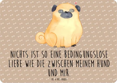 Produktbild von Mr. & Mrs. Panda tafel Mops DIN A6 - Hundeglück - Geschenk, Hund, Knuffig, Pure Liebe, Sprüche, Blechschild, Schild, Wandbild, Retro, Türschild