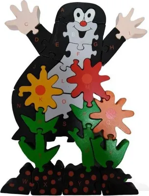 Obrázek produktu pro Dětské vzdělávací dřevěné puzzle - Krteček.