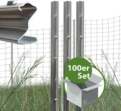 Produktbild von Z-Profil Zaunpfosten 150 cm feuerverzinkt 100x Zaunpfähle 1,5 mm Stärke gestanzte Haken Forstprofil