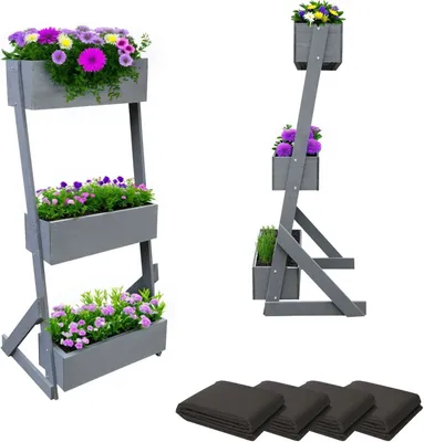 Produktbild von Coemo Vertikalbeet Petra Holz Hochbeet Kästen höhenverstellbar neigbar