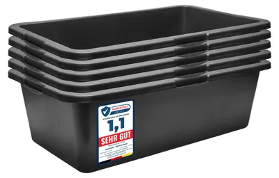 Image de Garronda Bac à mortier 5 Pack 40 L Rectangulaire Bac à mortier plastique - bac à mortier stable en PE recyclé pour béton, jardin ou atelier GD-0169