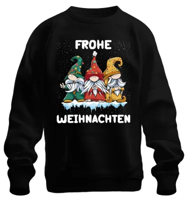 Produktbild von Frohe Weihnachten Gnome Wichtel Schweden - Weihnachten Sweatshirt Pullover, Schwarz, 3XL
