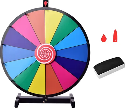 Produktbild von 24" Glücksrad Spiel höhenverstellbar, Brettspiele Spielzeuge für Lotteriespiele Glückspiel, Preisrad Wheel of Fortune mit Kompletten Zubehör für Werbung Wortspiele