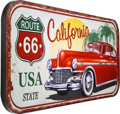 Obrázek produktu pro Moritz plechové znamení XXL Route66 Carlifornia USA 100 x 46,5 Vintage retro nostalgie kovové dekorace