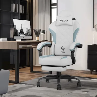 Produktbild von Gaming-Stuhl, ergonomischer Computerstuhl – Bürostuhl, Gaming-Stuhl, Werkstuhlstuhl – PC-Stuhl mit Fußstütze