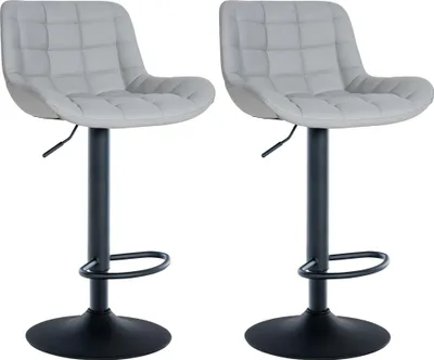 Produktbild von CLP 2er Set Barhocker Tover 360° drehbar und in der Höhe verstellbar | Farbe grau Material Kunstleder