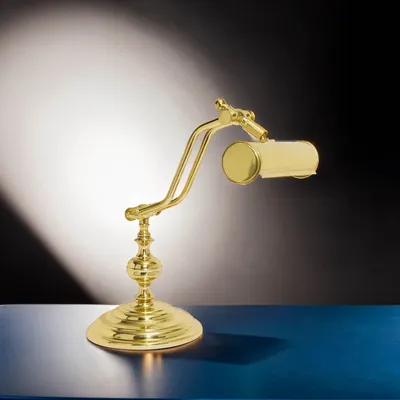 Produktbild von Bankerlampe Messing E14 38 cm in poliert Jugendstil Tischleuchte