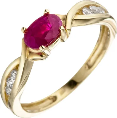 Produktbild von JOBO Damen Ring 60mm 333 Gold Gelbgold 1 Rubin rot 6 Zirkonia Goldring Rubinring