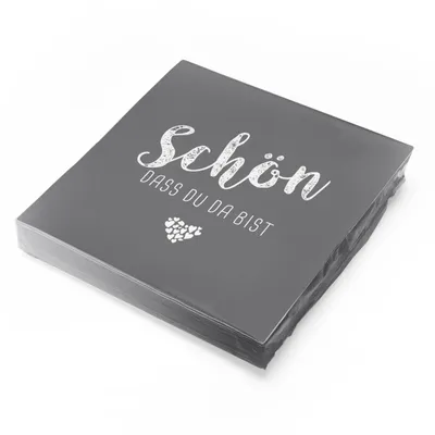 Produktbild von Linclass Airlaid - itenga 12x Serviette Schön dass du da bist GRAU - 40x40cm