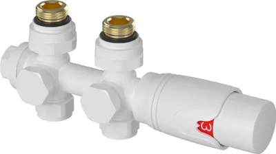 Obrázok produktu pre Multibloková súprava "Gloppen" pre dvojrúrkový systém s termostatickou hlavicou mosadzná biela