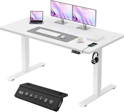 Productafbeelding van Verstelbaar bureau, 140x60 cm, met USB-aansluiting, 2 hoogtegeheugens, anti-botsingsfunctie en geheugenfunctie