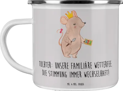 Produktbild von Mr. & Mrs. Panda Pott Tochter Wetterfee - Grau Pastell - Geschenk, herzerwärmende Sprüche, Handarbeit, Einfallsreichtum, Teenager, Freude, Familie, Feiertage, Teetasse