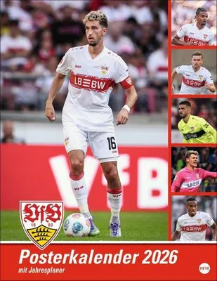 A collage of images featuring VfB Stuttgart football players, with a large central image of a player and smaller images arranged around it. The bottom of the image has text indicating it is a poster calendar for 2026.