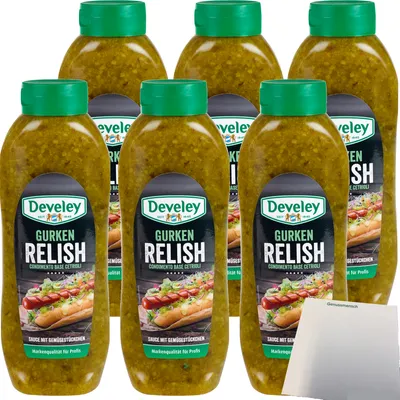 Produktbild von Develey Gurken Relish vegan 6er Pack (6x875ml Flasche) + usy Block
