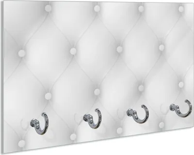 Produktbild von Wallario Schlüsselbrett aus Glas, Motiv: Weiße Ledertür, 30 x 20 cm mit 4 Haken