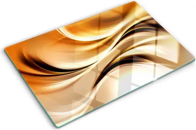 Produktbild von Tulup Glas Herdabdeckplatte - 80x52 cm - Glaskeramikkochfeld-Abdeckung Spritzschutz Glasabdeckplatte - Einteilig - Kunst: Modern & Klassisch - Abstrakte Wellen - Gold