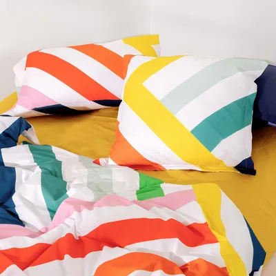 Image de Happy stripes Taie d'oreiller 60x70 cm 100% coton Fabriqué en Europe