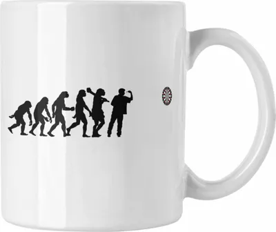 Produktbild von Trendation - Dart Tasse Dartpfeil Evolution Spruch Männer Dart-Spieler Geschenkidee (Weiß)