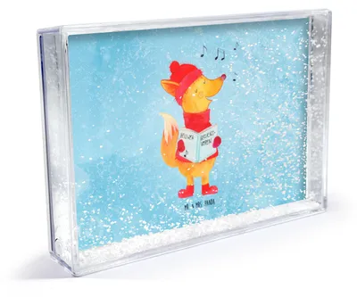 Produktbild von Mr. & Mrs. Panda Bilderrahmen Fuchs Sänger - Eisblau - Geschenk, Weihnachtslieder, Fotorahmen Acryl, Weihnachten, Heiligabend, dekoartikel, Singen, Deko-Bilderrahmen