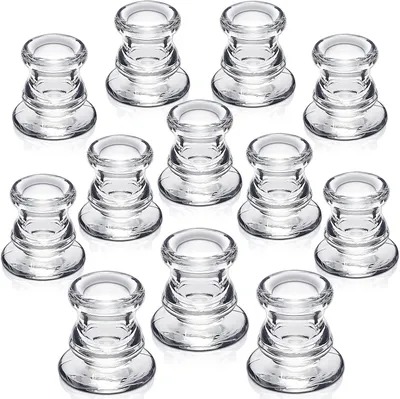 Glaskerzenhalter 12er-Set, 5 cm, für Stabkerzen, klar