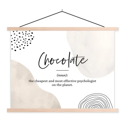 Produktbild von MuchoWow® Textilposter Sprichwörter - Schokolade - Zitate - Wörterbuch - Definition Schokolade 120x90 cm mit holzfarbenen Rahmen - Magnetisch