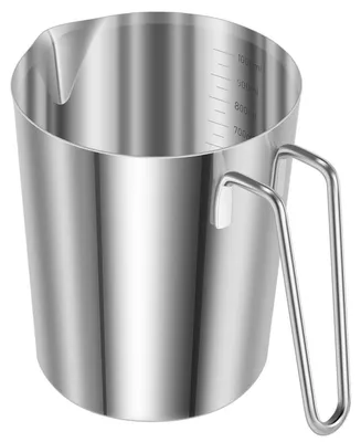 Produktbild von Messbecher Edelstahl 1L mit Griff und Ausgießlippe Silber Innenskala 304 Metallkrug Spülmaschinenfest