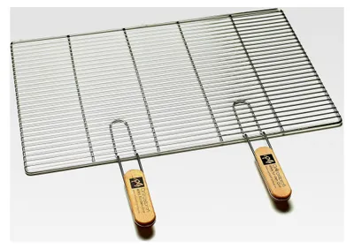 Produktbild von Grillrost aus Edelstahl mit abnehmbaren Handgriffen 67 x 40 cm