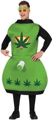 Produktbild von Junggesellenabschied Spaßiges Cannabis Outfit Kostüm Party Zubehör, Größe: 52 - 54 (L) Farbe: Grün