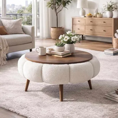 Produktbild von Couchtisch aus Holz "Papatya 60" - 60 x 60 x 44 cm - Weiß