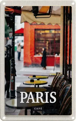 Produktbild von vianmo Blechschild 18x12 cm Paris Cafe Restaurant Reiseziel Bildmotiv Reisemotiv Abenteuer Reisen Urlaub