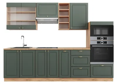 Zdjęcie produktu dla Aneks kuchenny Vicco Fame-Line Green-Gold Country/Gold Power Oak 280 cm , BP Dąb, Model 42391