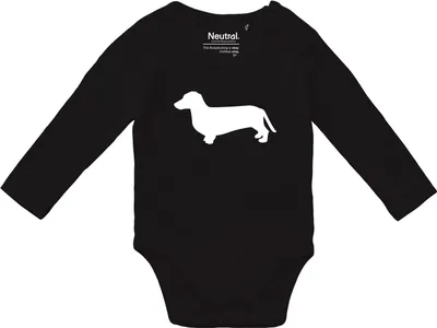 Produktbild von Huuraa Baby Body Dackel Silhouette 68 Black  Baumwolle Fairtrade Langarmbody Geschenkidee