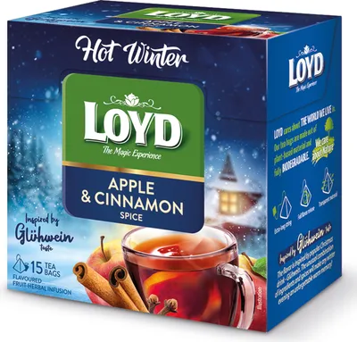 Obrázok produktu pre Loyd Horúci zimný ovocný a bylinný čaj s jablkom a škoricou 15 vrecúšok