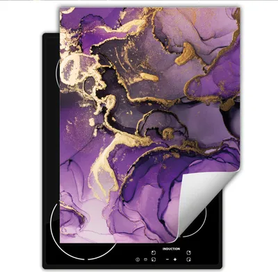 Produktbild von DarHaus Herdabdeckplatte Einteilig Küche Abdeckplatte für Glaskeramikkochfeld Abdeckung Induktionskochfeld Aufrollbare Matte 40x52 cm, violett - Marmor