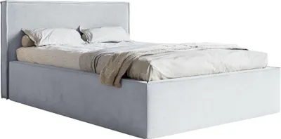 Produktbild von Selsey LUCERA - Polsterbett mit Samtbezug und Stauraum, Hellgrau, 140x200 cm