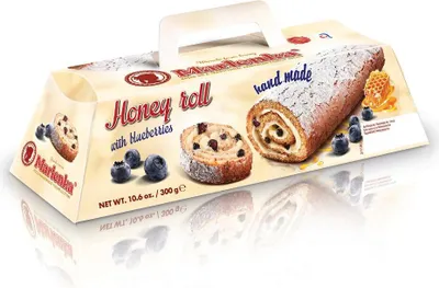 Produktbild von MARLENKA Honig-Biskuitrolle mit Heidelbeeren (Großpackungen 6 x 300g)