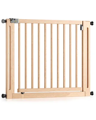Image de BOMI® Barrière de sécurité bébé Miko sans perçage – Barrière de porte et d’escalier en bois (hêtre) – Fonction blocage 90° - marron