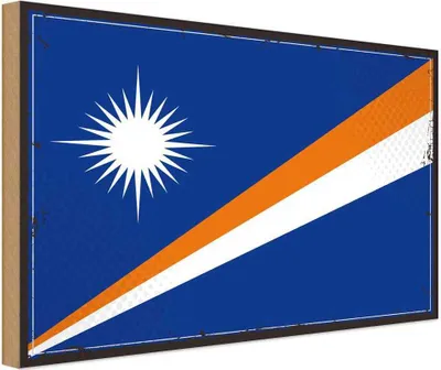 Produktbild von vianmo Holzschild 30x40 cm Marshallinseln Retro Flagge Fahne Wappen