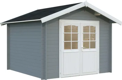 Produktbild von Gartenhaus Palmako Lotta 7,3 m² 330 x 330 cm hellgrau-weiß