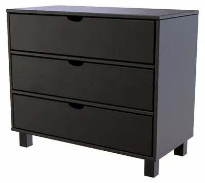 Productafbeelding van Kubusvormige houten commode met 3 lades - Zwart