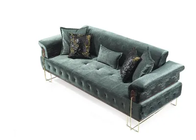 Produktbild von Sofa 3 Sitz Sofas Sitz Design Couch Dreisitzer Luxus Metall mit Textil