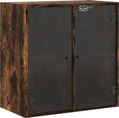 Obrázek produktu pro vidaXL Nástěnná skříňka s prosklenými dvířky, kouřový dub 68x37x68,5 cm