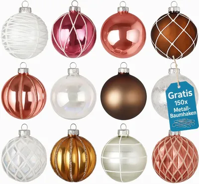 Produktbild von Weihnachtskugeln Rosa 12er Set Glas Christbaumkugeln Christbaumschmuck Kugeln