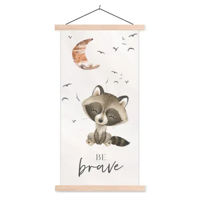 Produktbild von MuchoWow® Textilposter Aquarell - Sei mutig - Zitate - Kinder - Jungen - Mädchen 40x80 cm mit holzfarbenen Rahmen - Wohnzimmer