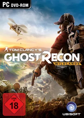 A soldier looks out over a valley with a drone flying in the sky.
