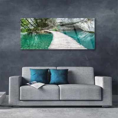 Produktbild von Acrylglasbilder 125x50 Wandbild Druck Brücke See Architektur
