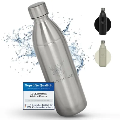 Produktbild von Luckymoose Infinity Edelstahlflasche (1,1L) kompatibel mit SodaStream DUO & TERRA Wassersprudler – Umweltfreundlich, Bruchsicher und Spülmaschinenfest