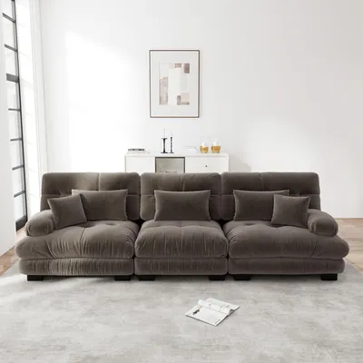 Produktbild von STILVORA 3-Sitzer Ecksofa mit Tiefensitz und komfortabler Polsterung, Schlafsofa für Wohnzimmer, Apartment, Studio und Büro, Modulares Sofa für flexiblen Einsatz, Chenille