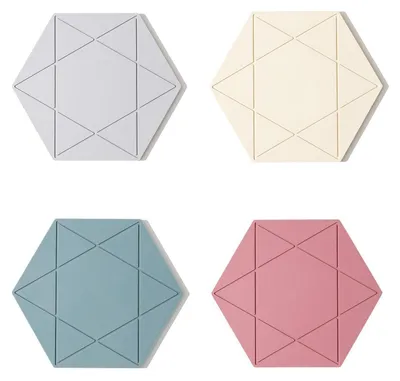 Productafbeelding van Siliconen panonderzetters, hittebestendig, antislip, 260°C, set van 4, 17x14,5 cm